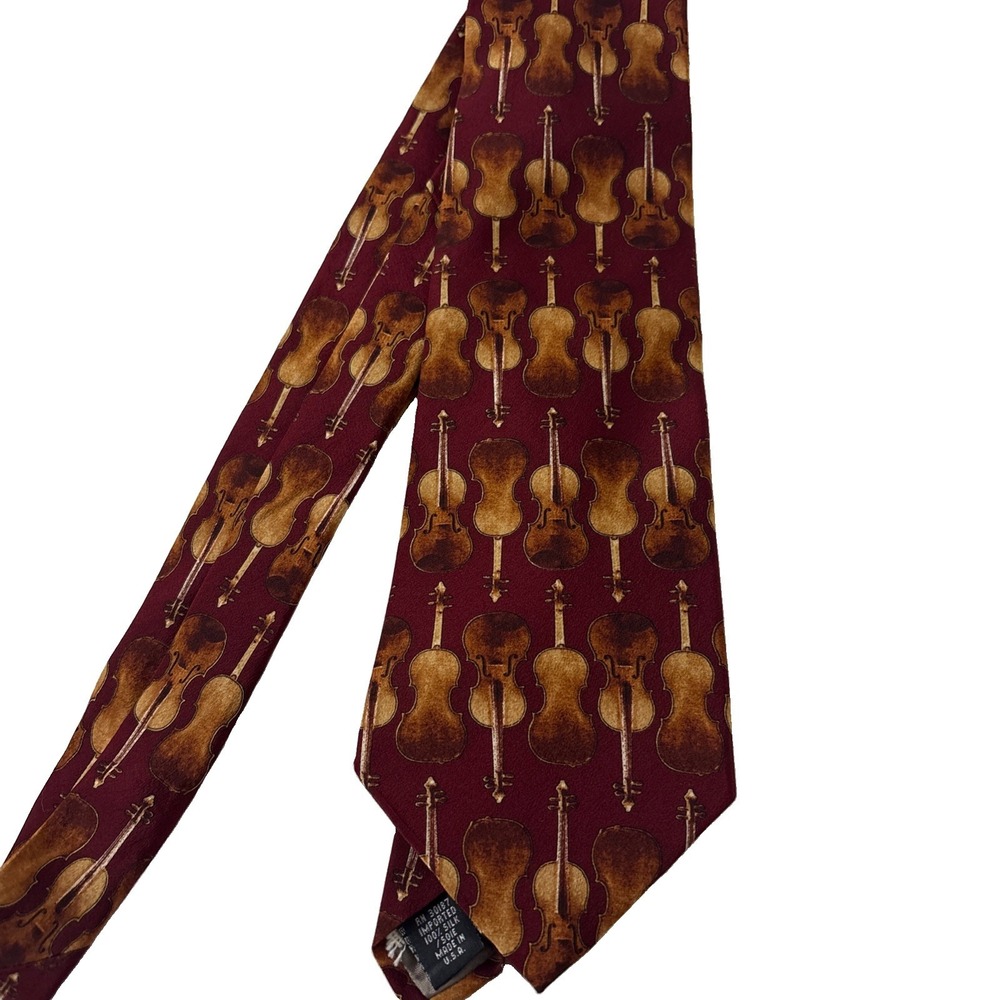 Unicef Italian Violin Stradivari 1730 100% Silk Novelty Neck Tie music teacher